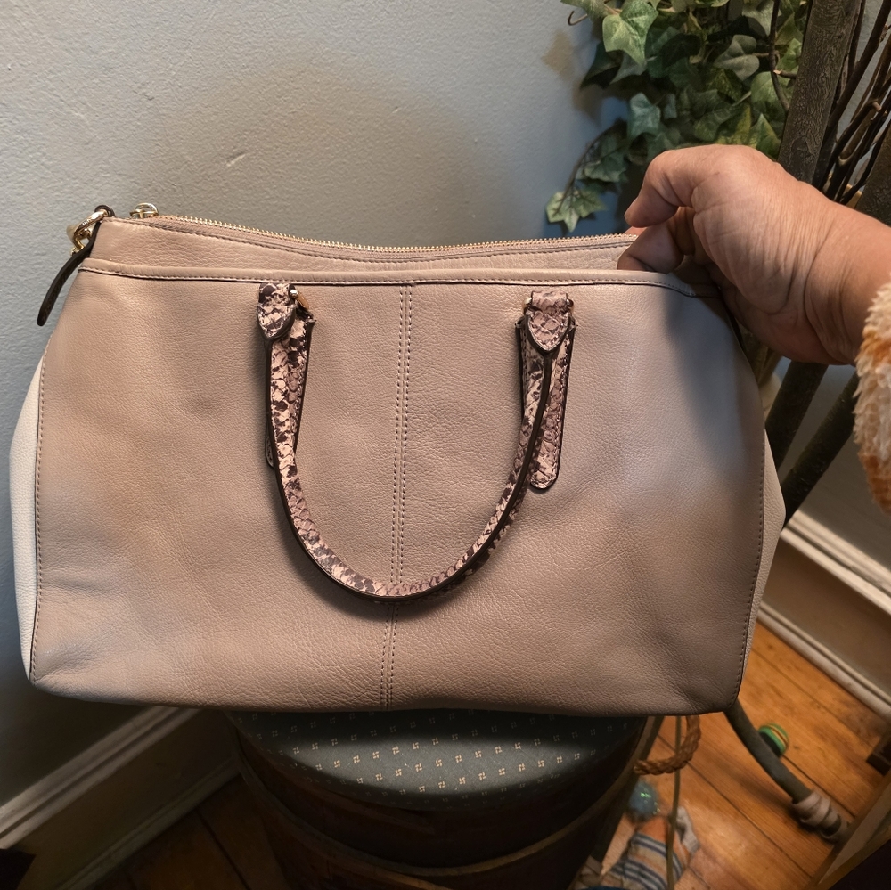 COACH MORGAN COLORBLOCK SATCHEL WITH PYTHON EUC - image 11